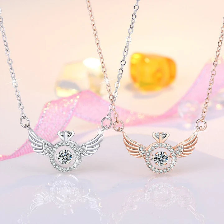 18K Gold & Silver Plated Angel Wings Smart Clavicle Necklace Advanced Feeling Versatile Beating Necklace