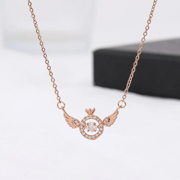 18K Gold & Silver Plated Angel Wings Smart Clavicle Necklace Advanced Feeling Versatile Beating Necklace