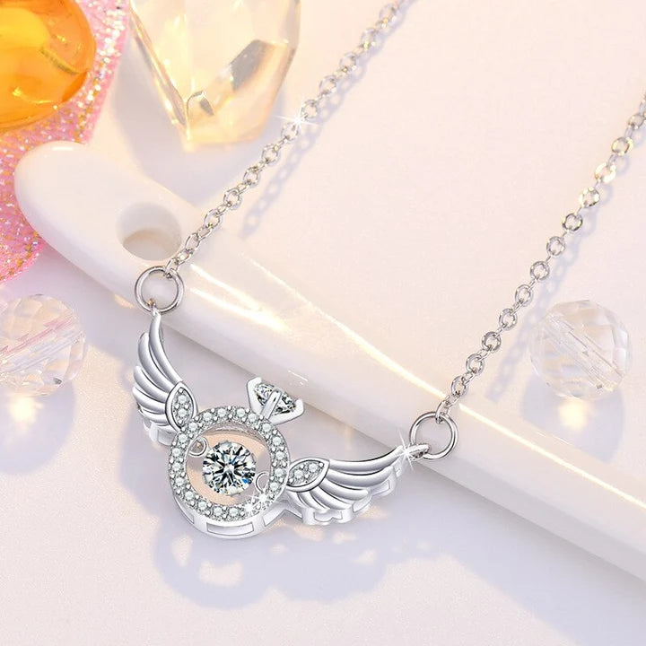 18K Gold & Silver Plated Angel Wings Smart Clavicle Necklace Advanced Feeling Versatile Beating Necklace