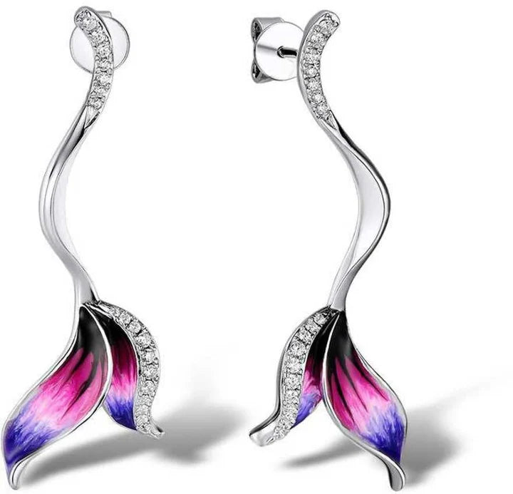 Silver long beautiful flower shape earrings Alloy Stud Earring