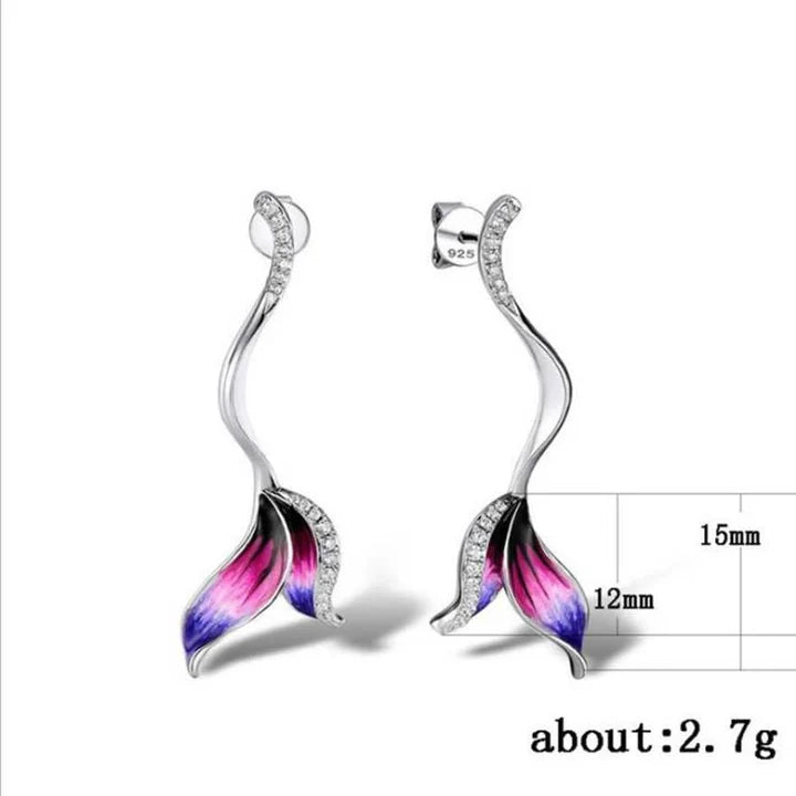 Silver long beautiful flower shape earrings Alloy Stud Earring