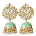 Pearl Gold Plated Kundan Meenakari Jhumka/Jhumki Earring