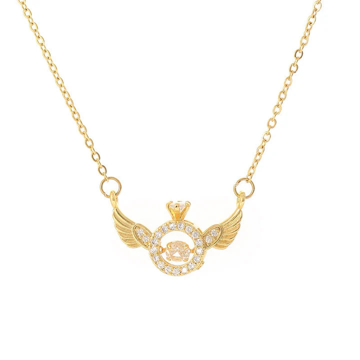 18K Gold & Silver Plated Angel Wings Smart Clavicle Necklace Advanced Feeling Versatile Beating Necklace