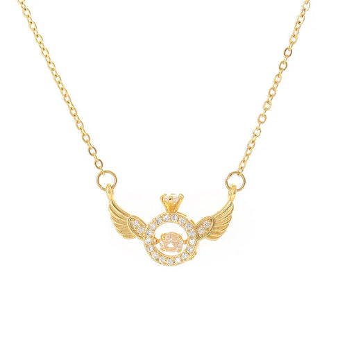 18K Gold & Silver Plated Angel Wings Smart Clavicle Necklace Advanced Feeling Versatile Beating Necklace