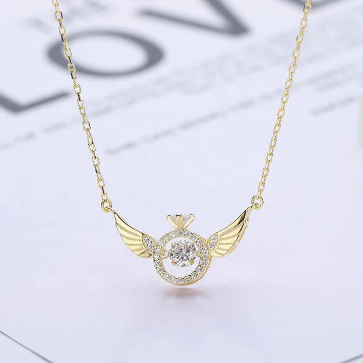 18K Gold & Silver Plated Angel Wings Smart Clavicle Necklace Advanced Feeling Versatile Beating Necklace