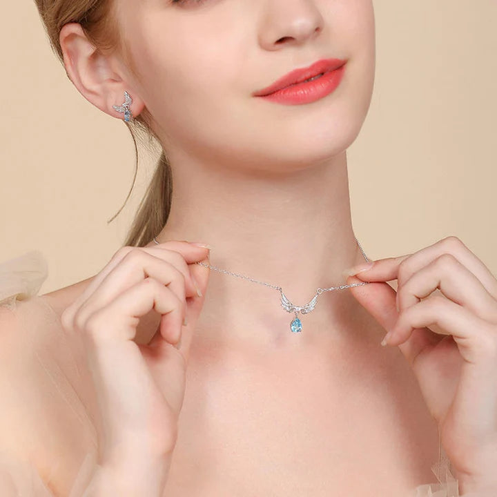 925 Silver Angel Wings Guardian Real Moonstone Necklace