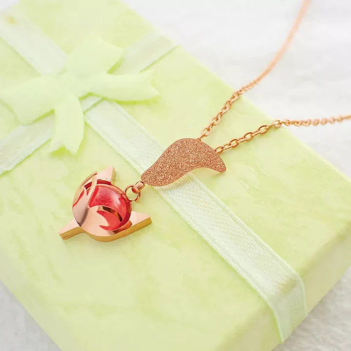 Non Tarnish 18k Gold Plated Stainless Steel Cute Fox Animal Pendant Necklace