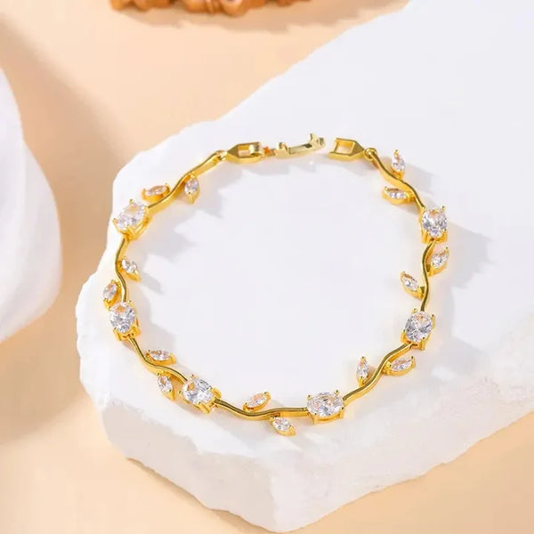 18K Gold Plated Stainless steel Anti Tarnish & Waterproof Tulip Flower Bracelet