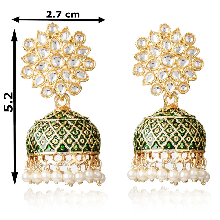 Gold Plated Brass Kundan Stones Earrings
