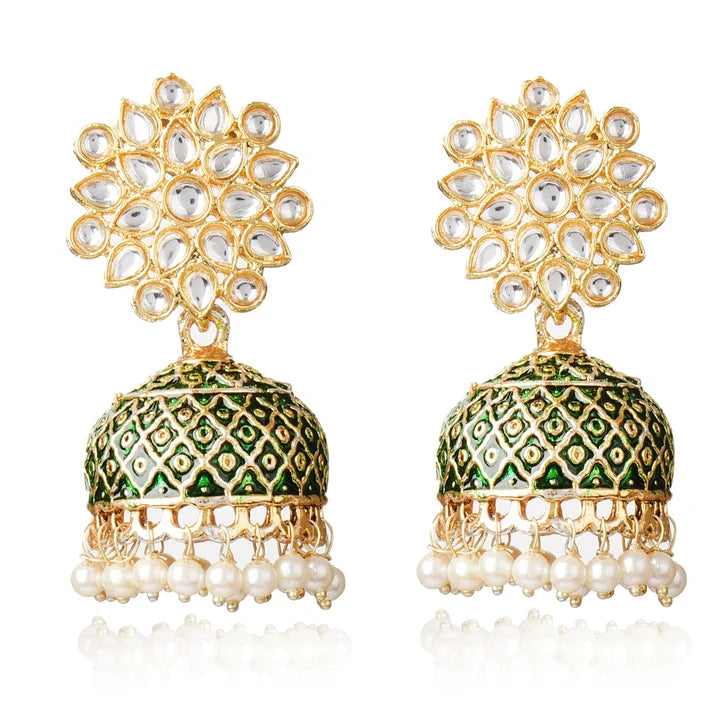 Gold Plated Brass Kundan Stones Earrings
