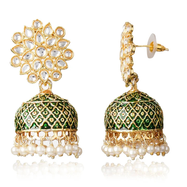 Gold Plated Brass Kundan Stones Earrings